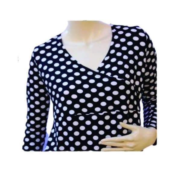 Cross Over Dress - Black with White Polkadots