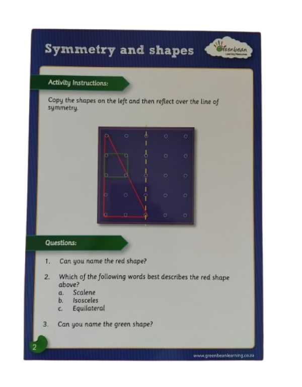 Greenbean Geoboards Activity Cards - Symmetry and Shapes