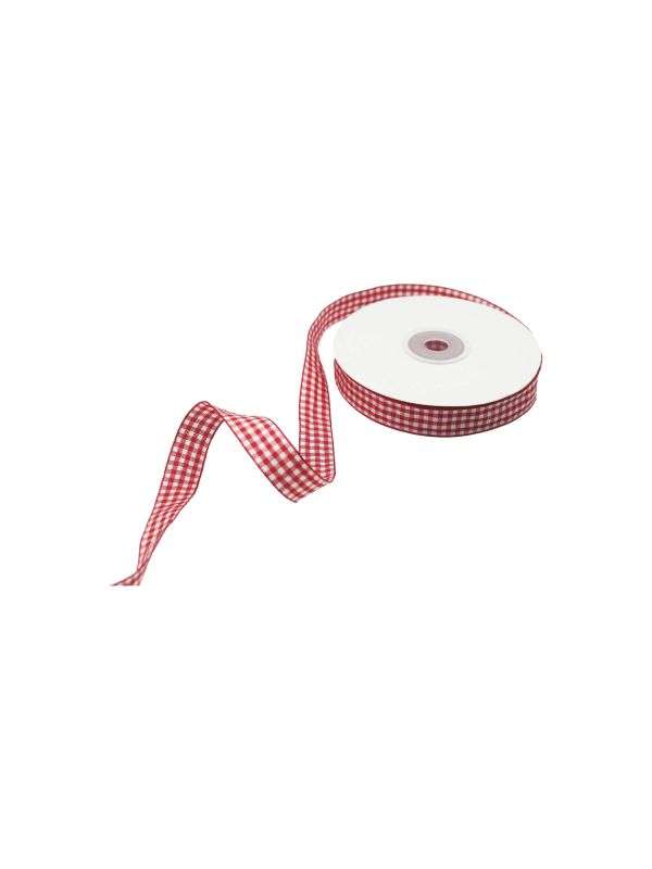 Gingham Ribbon - Red & White