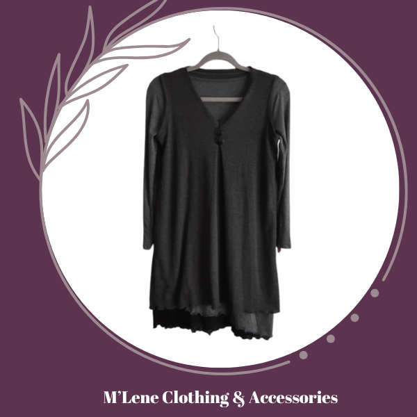 Grey Longsleeve Dress with Charcoal Pinafore