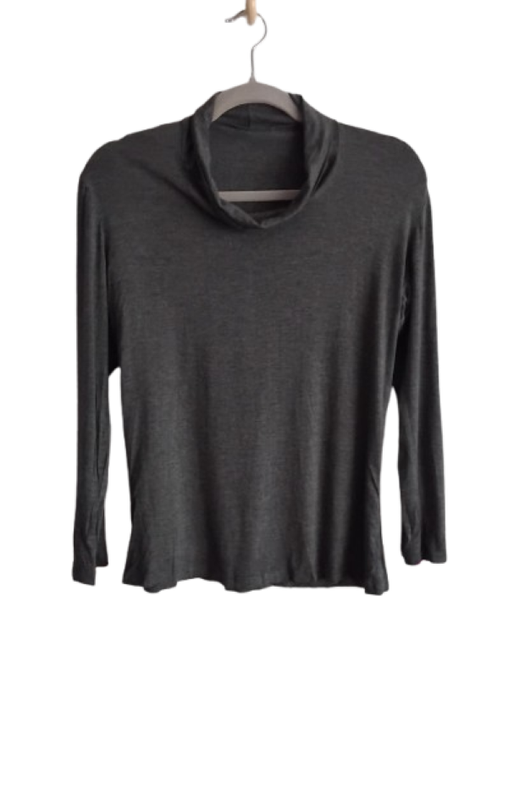 Grey Cowl Neck Top with Black "Netso" Top