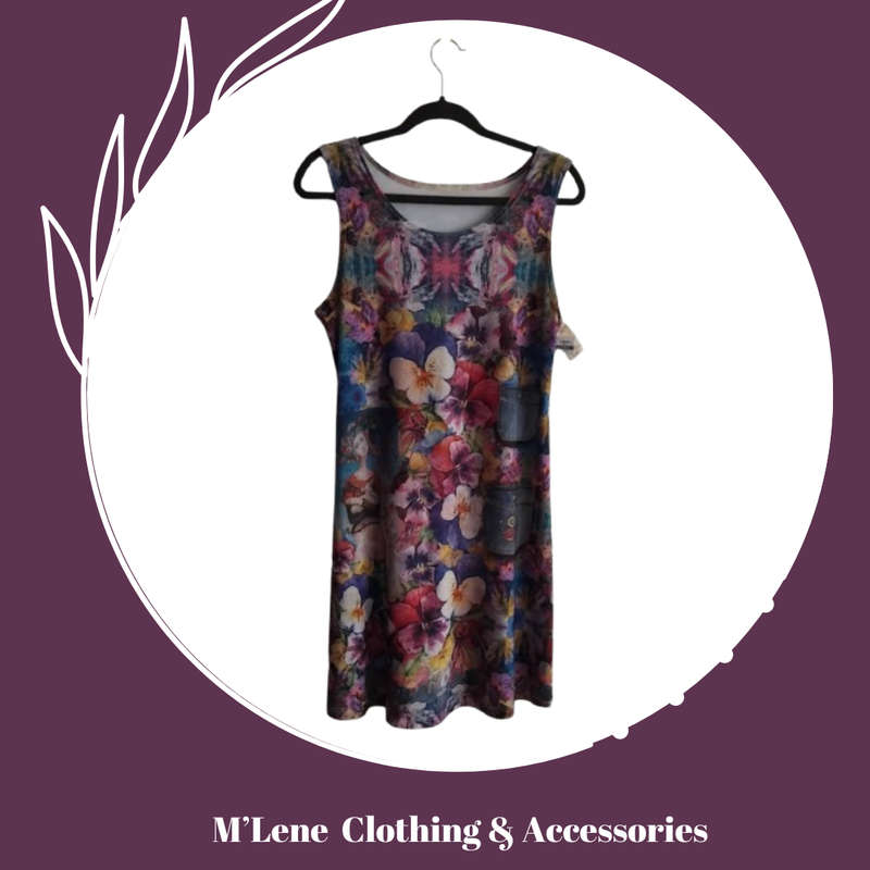 Sleeveless Dress - Pansies - L