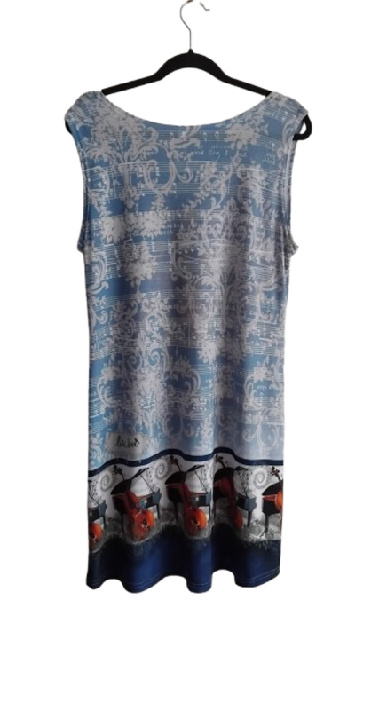 Sleeveless Dress - Blue & White - Music Notes - XL