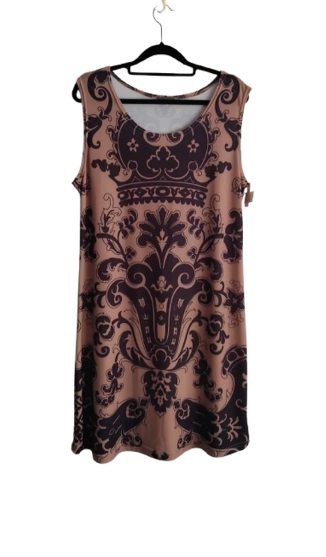 Sleeveless Dress - Beige & Purple - L