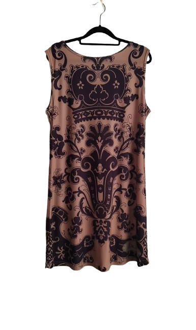 Sleeveless Dress - Beige & Purple - L