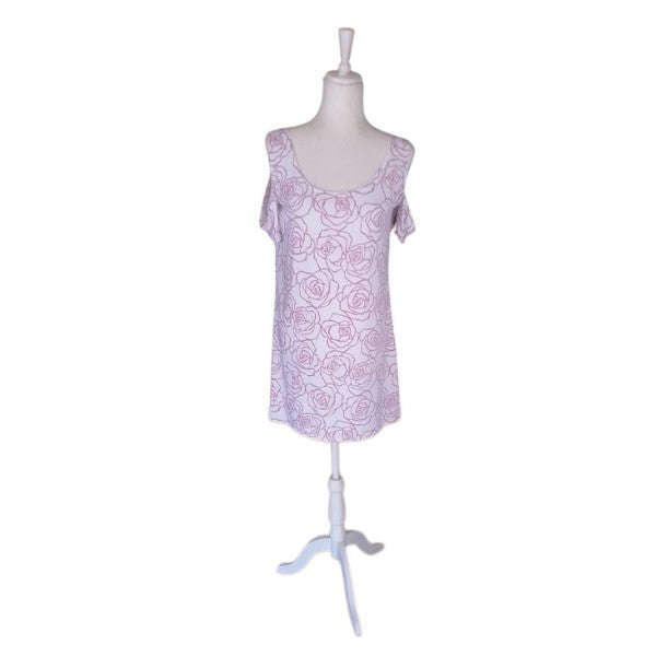 Open shoulder dress - white & pink