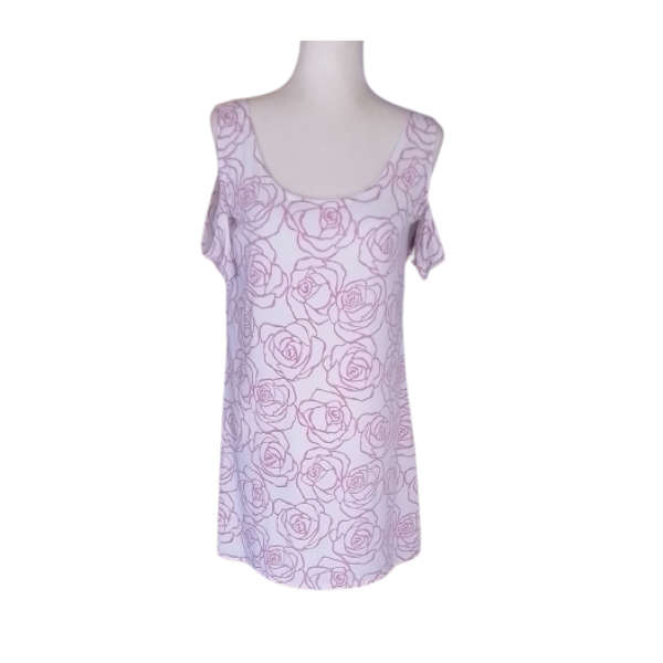 Open shoulder dress - white & pink