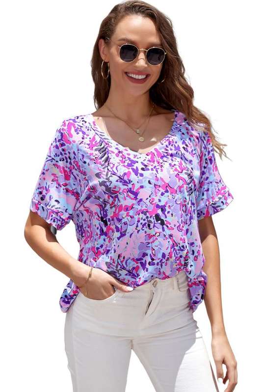 Ladies Pink Floral Print Tee