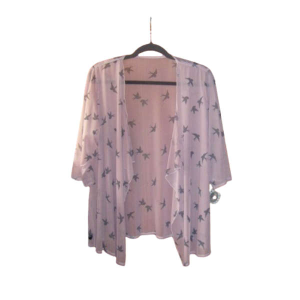 Printed mesh waterfall cardi - Dusty Pink & Grey