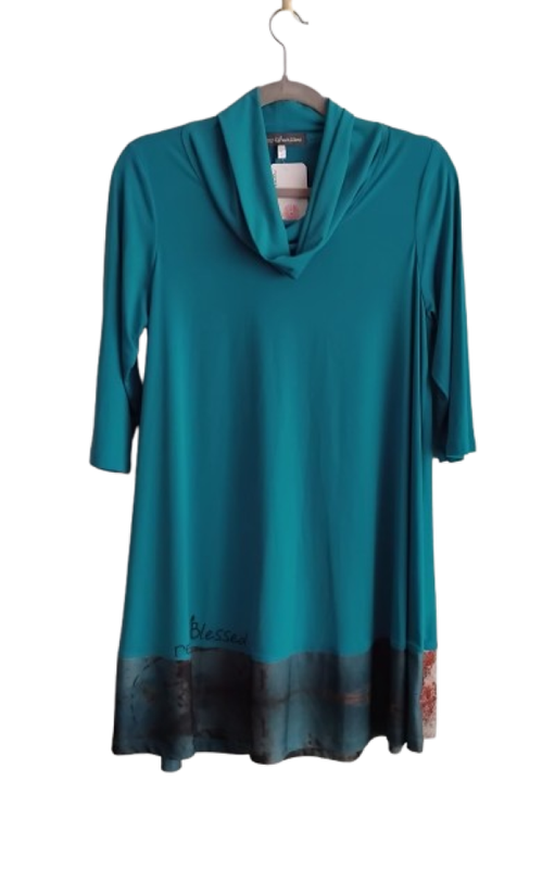 Turquoise Cowl Neck Top