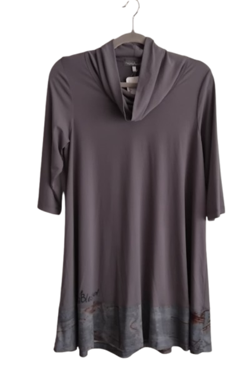 Grey Cowl Neck Top - L