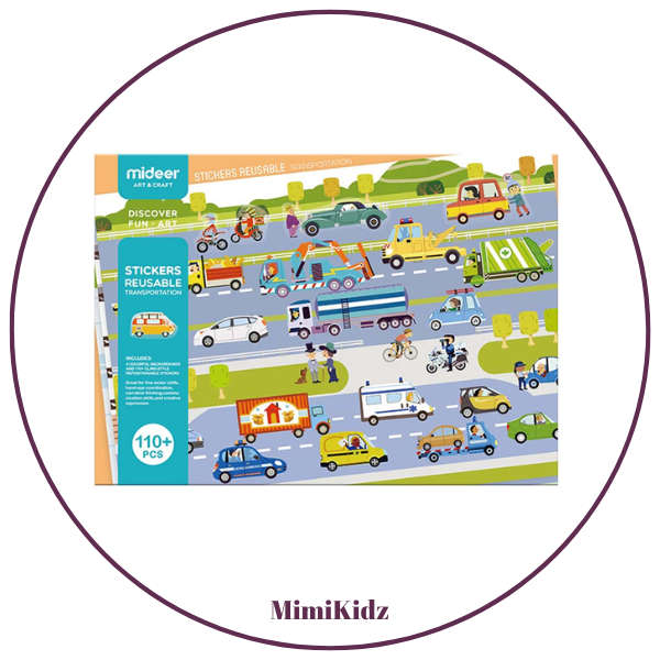Mideer Reusable Stickers - Transportation