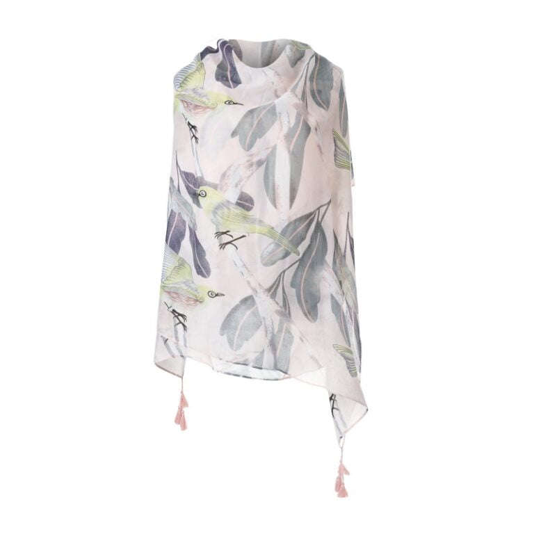 Scarf - Pale Pink & Yellow Birds