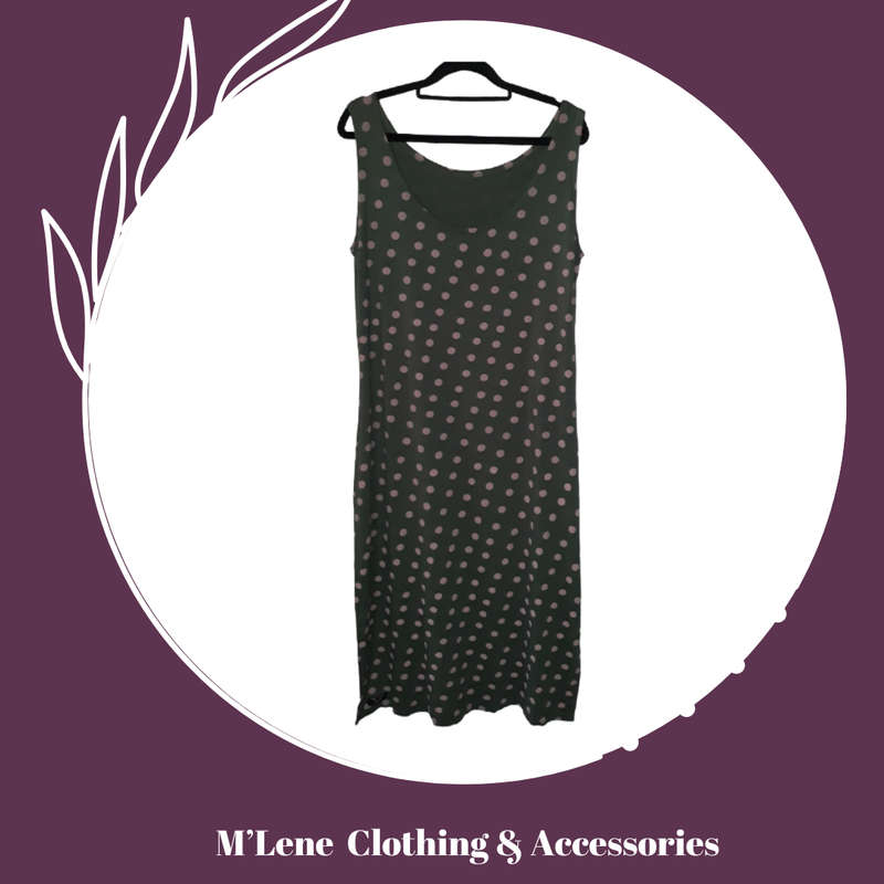Printed tunic dress - military green & polkadots