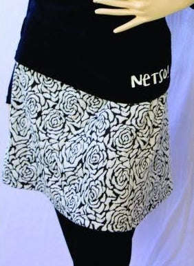 Mini Skirt - Black & White Rose Print