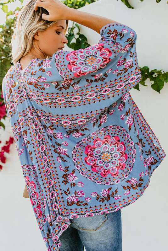 Printed kimono - blue