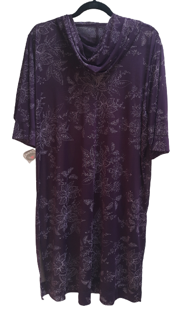 Printed mesh hooded dress - purple/grape