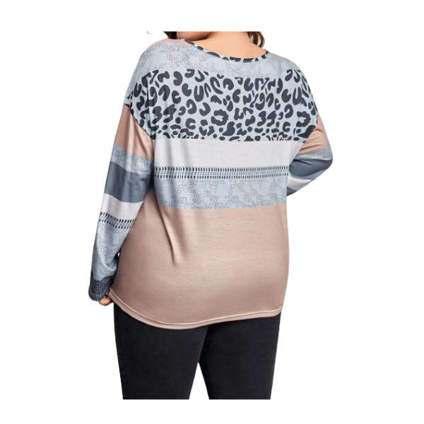 Pink & Leopard Print Colourblock Top