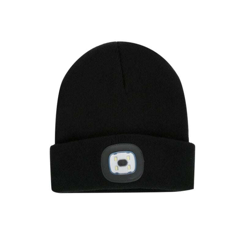 Beanie with LED light - Black