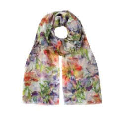 Scarf - anemones & purple freesias