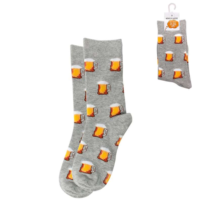 Hey Brew Novelty Beer Socks - grey