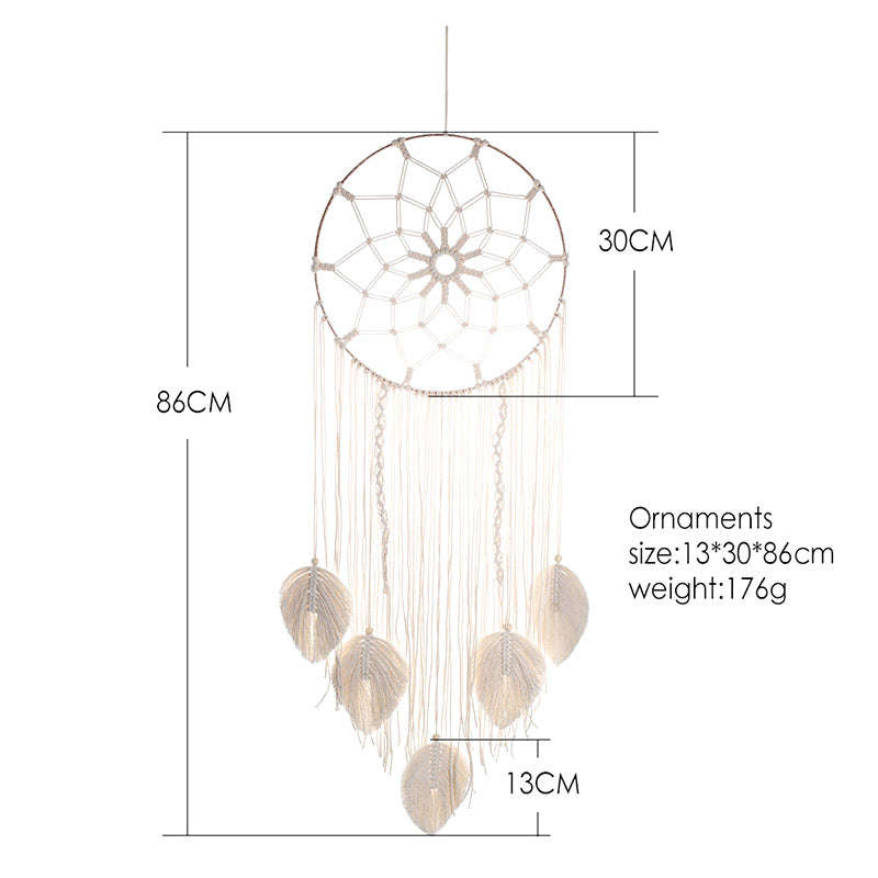 Bohemian Woven Tassel  Dream Catcher - White - Flower
