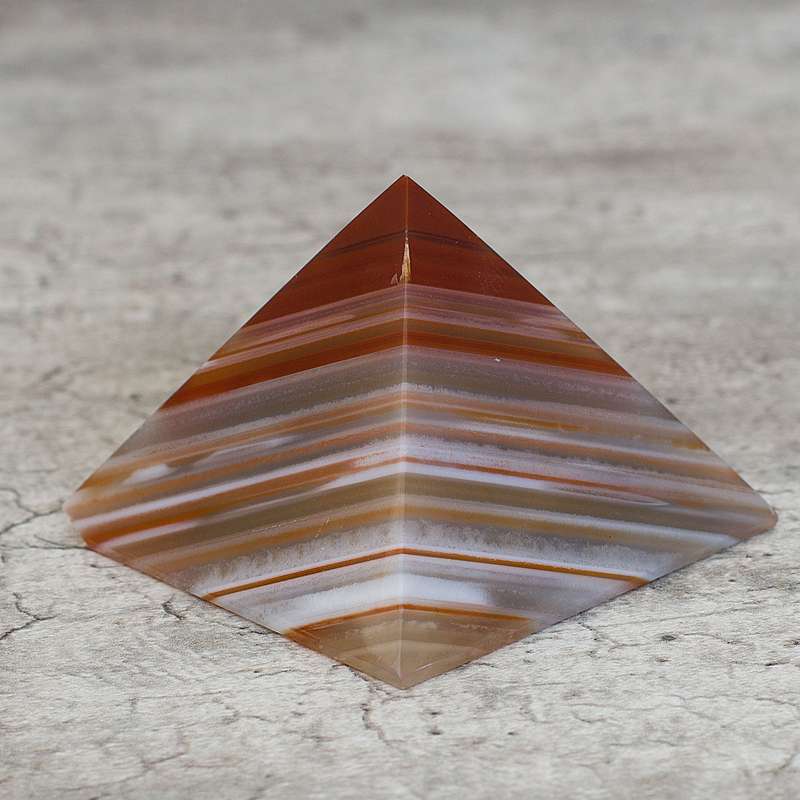 Agate Pyramid - Orange & White