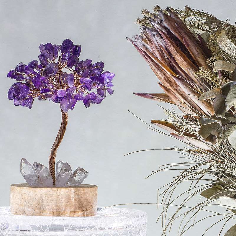Crystal gemstone tree of life - Night light  - Amethyst