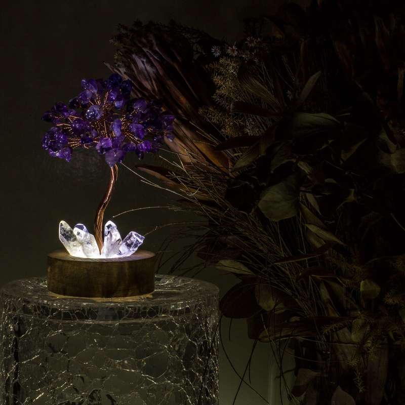 Crystal gemstone tree of life - Night light  - Amethyst