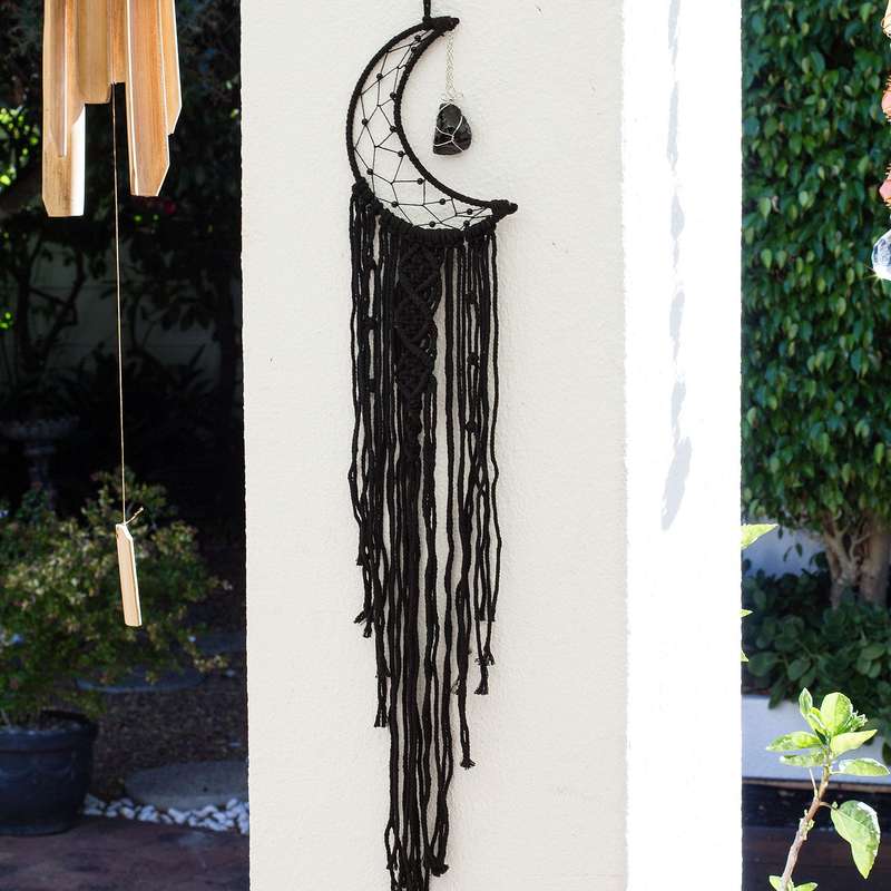 Bohemian Woven Tassel  Dream Catcher - Black - Crescent