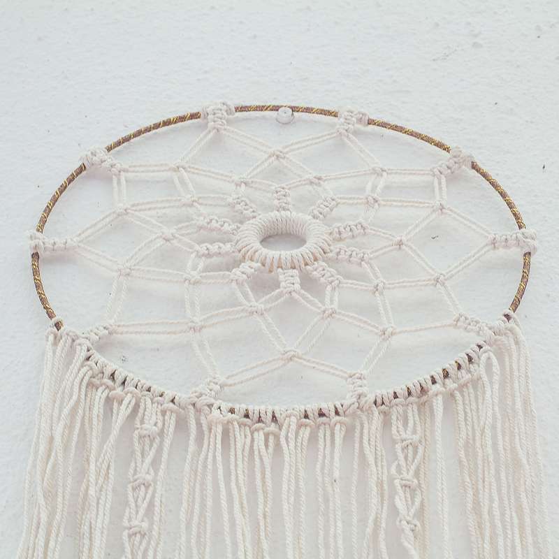 Bohemian Woven Tassel  Dream Catcher - White - Flower
