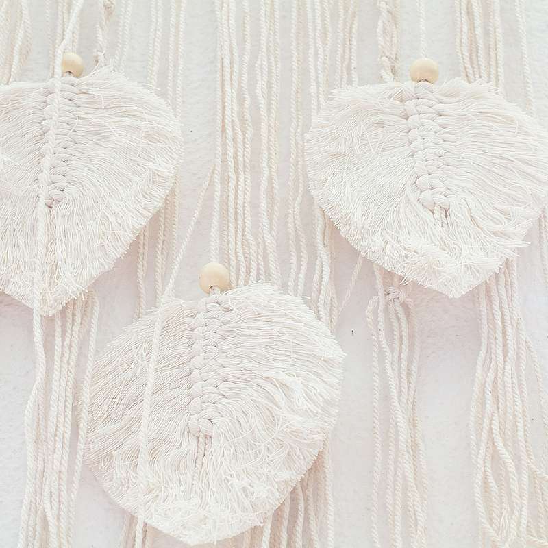 Bohemian Woven Tassel  Dream Catcher - White - Flower