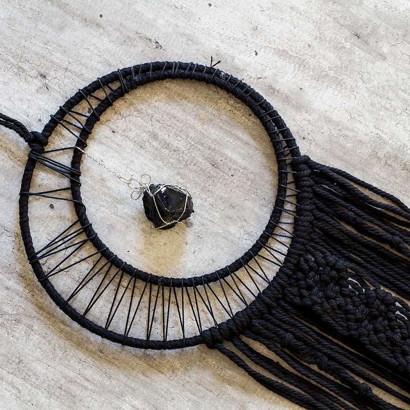 Bohemian Woven Tassel  Dream Catcher - Black - Sun Moon