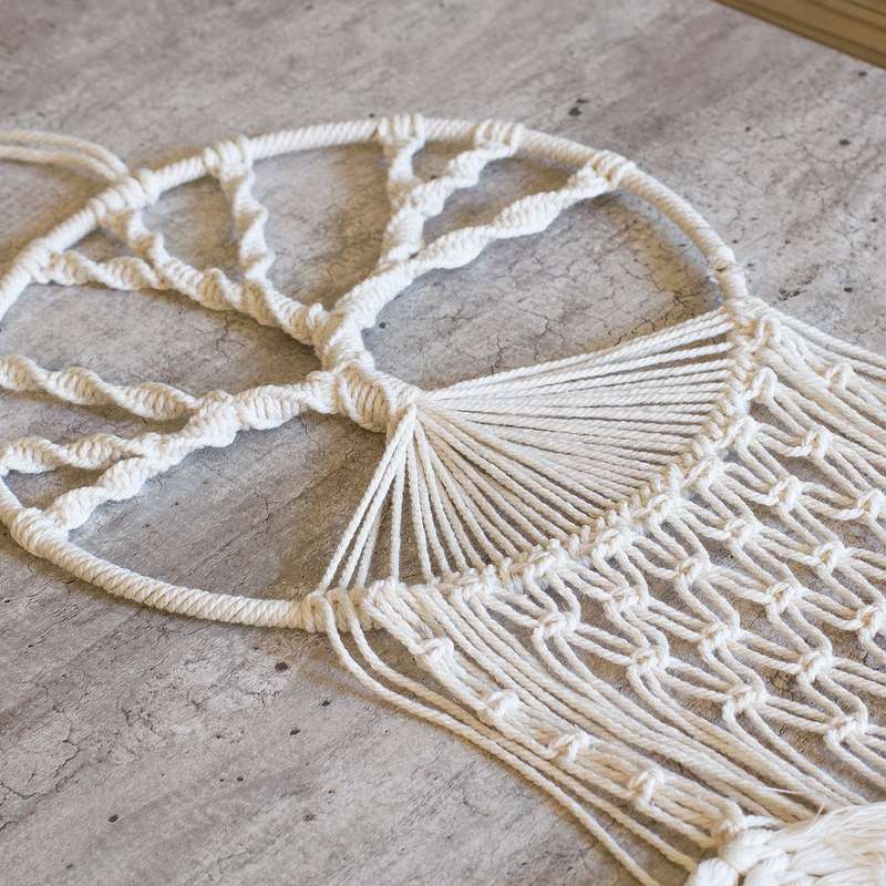 Bohemian Woven Tassel  Dream Catcher - White - Tree of Life