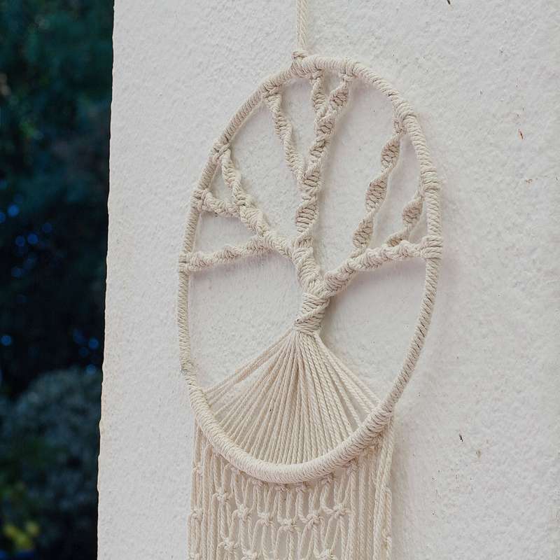 Bohemian Woven Tassel  Dream Catcher - White - Tree of Life