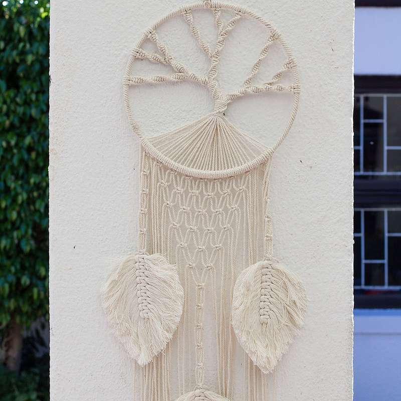Bohemian Woven Tassel  Dream Catcher - White - Tree of Life