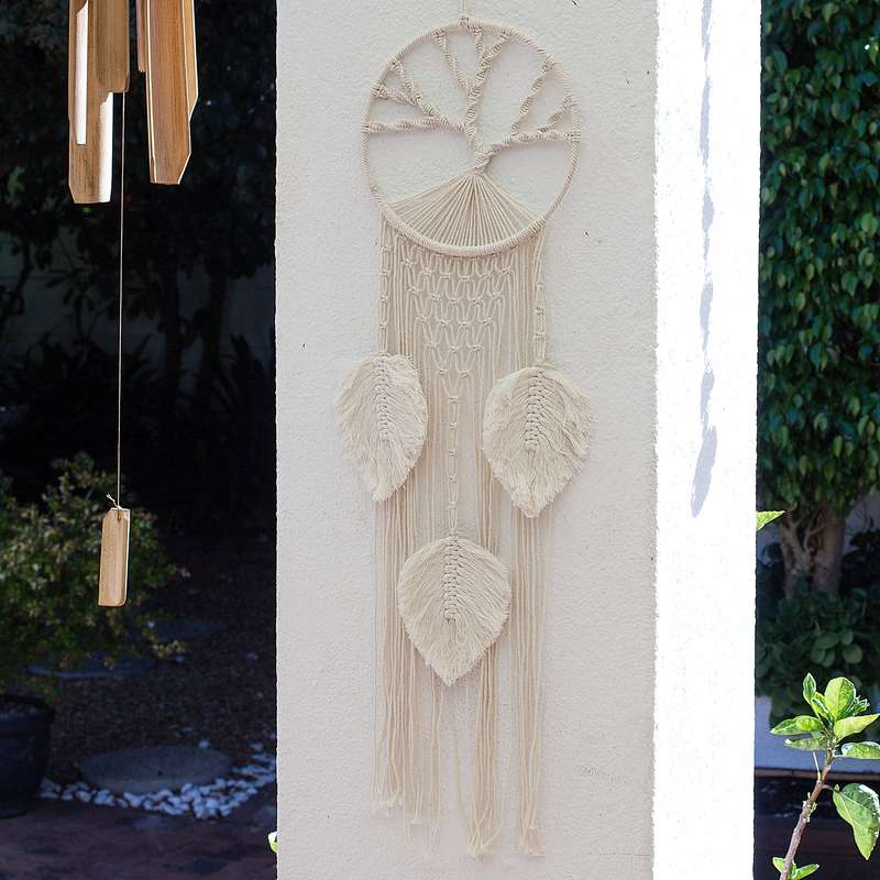 Bohemian Woven Tassel  Dream Catcher - White - Tree of Life