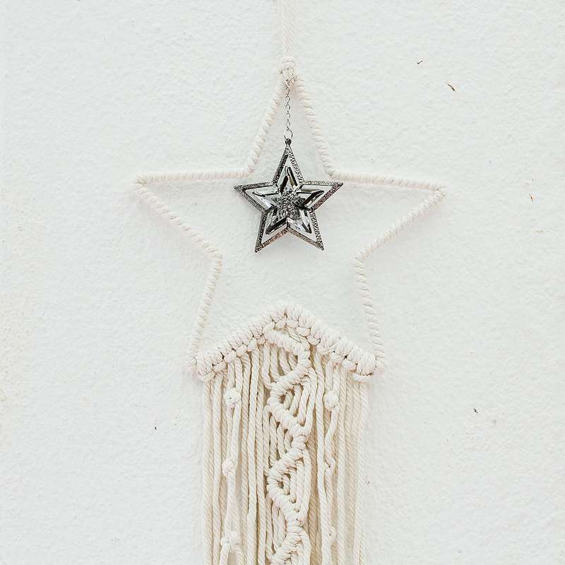 Bohemian Woven Tassel  Dream Catcher - White - Star