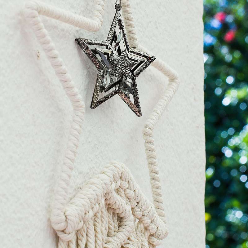 Bohemian Woven Tassel  Dream Catcher - White - Star