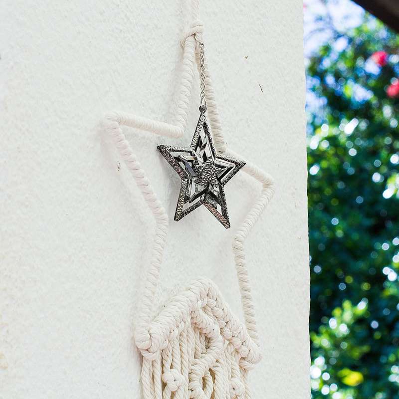 Bohemian Woven Tassel  Dream Catcher - White - Star