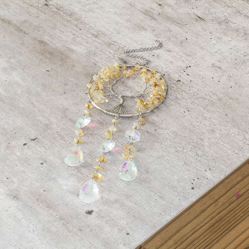 Wire Wrapped Tree of Life suncatcher - Citrine