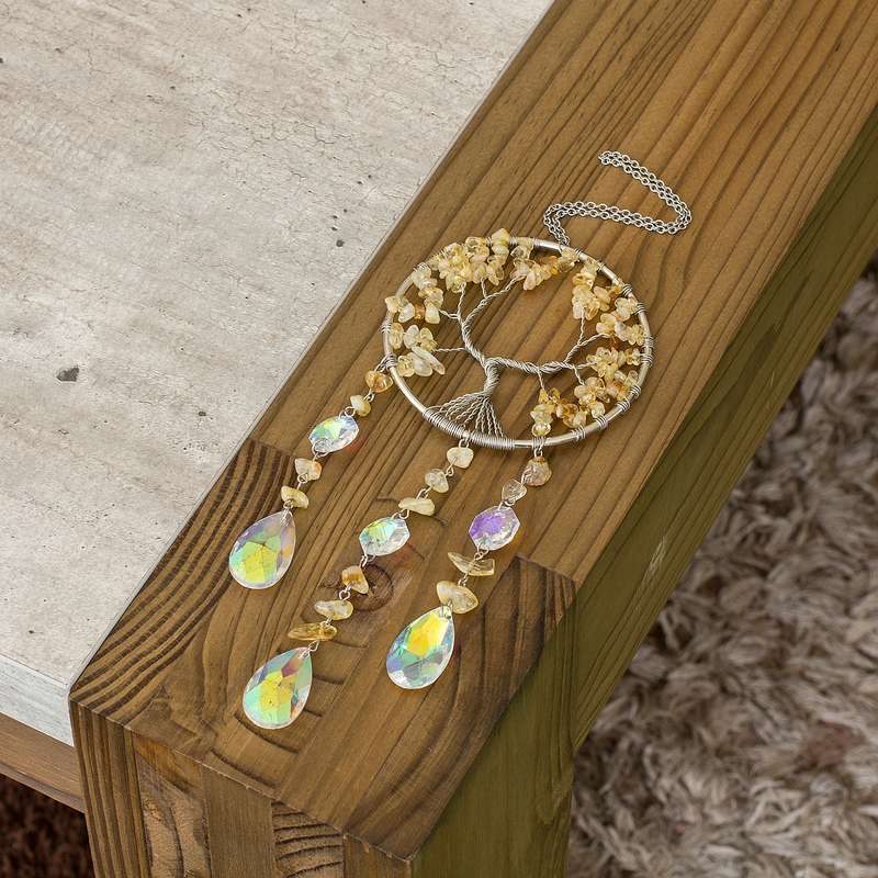 Wire Wrapped Tree of Life suncatcher - Citrine