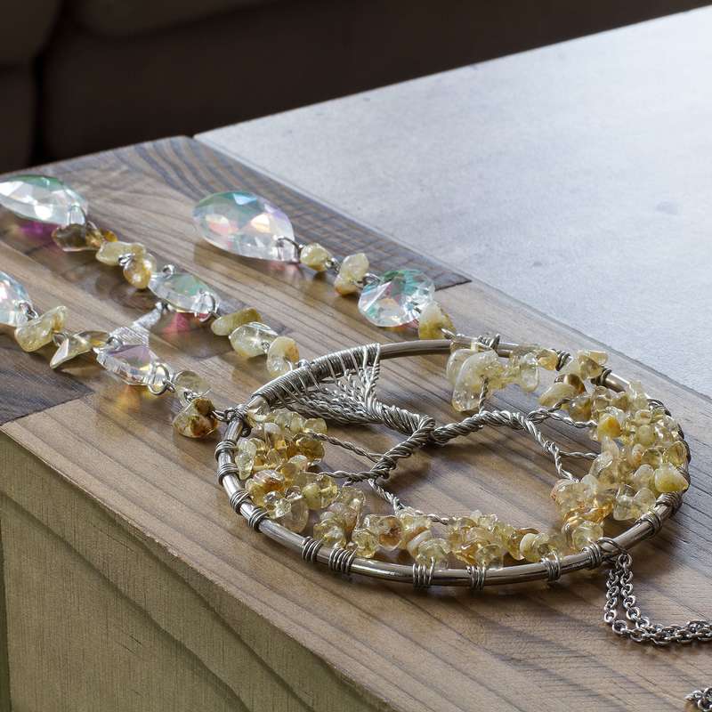 Wire Wrapped Tree of Life suncatcher - Citrine