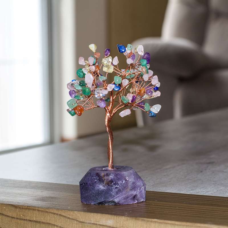 Crystal Chip Tree Rough Base - Amethyst / Colorful Flourite