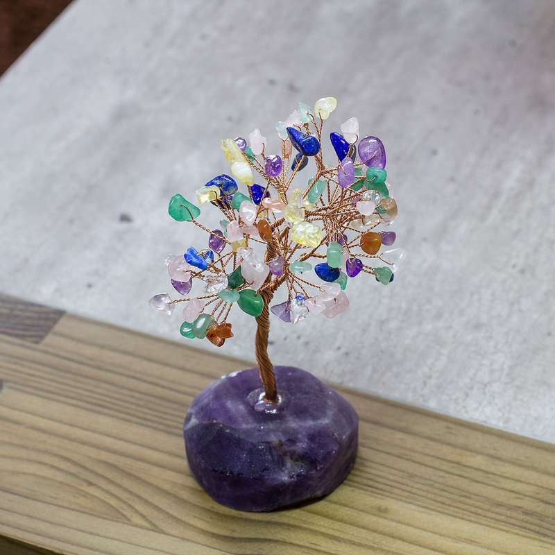 Crystal Chip Tree Rough Base - Amethyst / Colorful Flourite