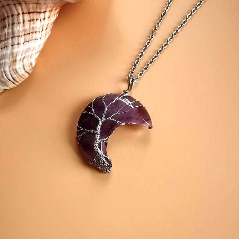 Moon / Crescent Necklace - Amethyst