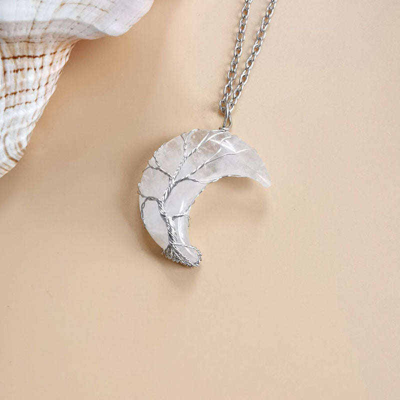 Moon / Crescent Necklace - Clear Quartz
