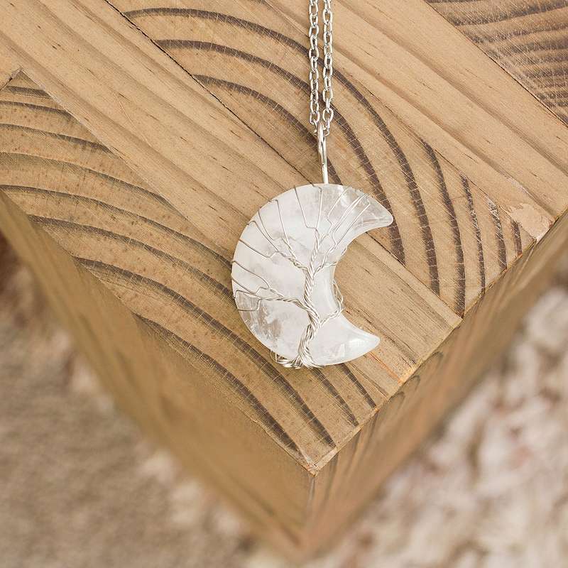 Moon / Crescent Necklace - Clear Quartz