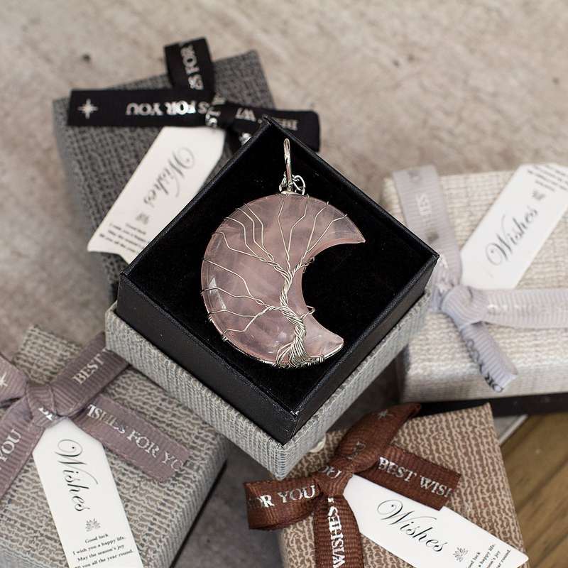 Moon / Crescent Necklace - Rose Quartz