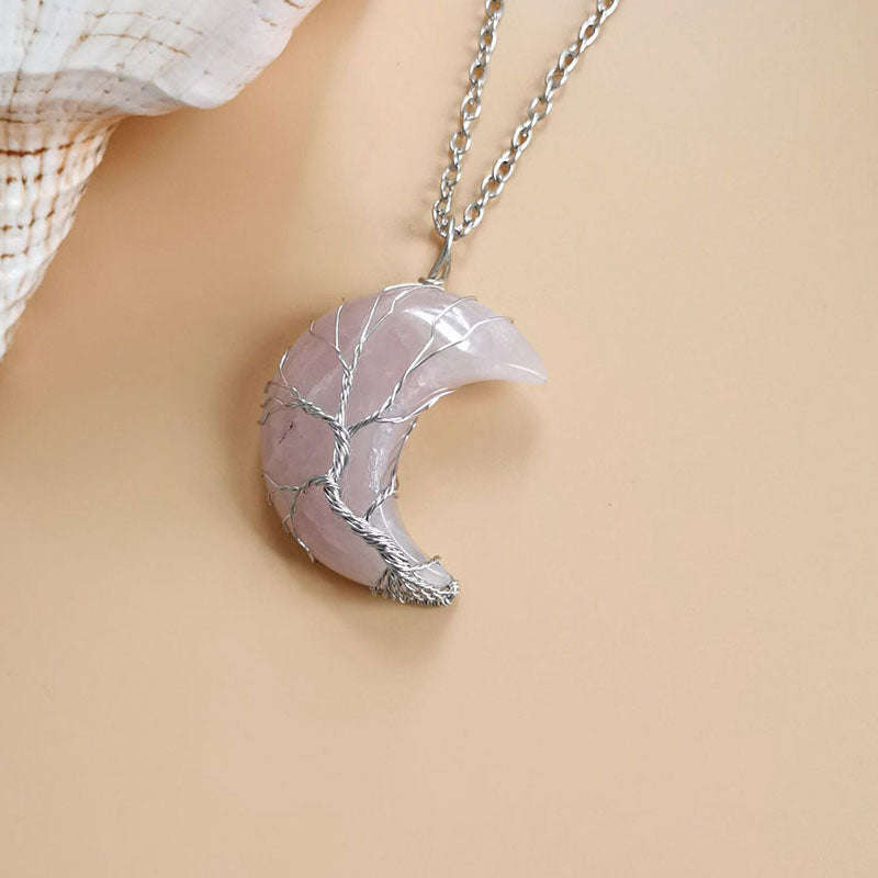 Moon / Crescent Necklace - Rose Quartz